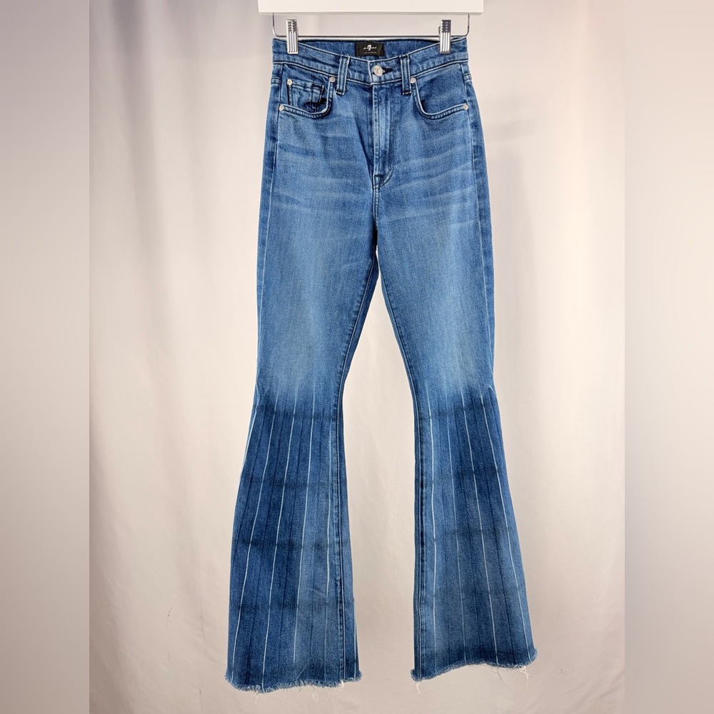 7 For All Mankind Flare Jeans in Blue with Stripes‎ Size 25